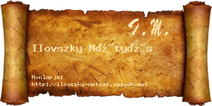 Ilovszky Mátyás névjegykártya